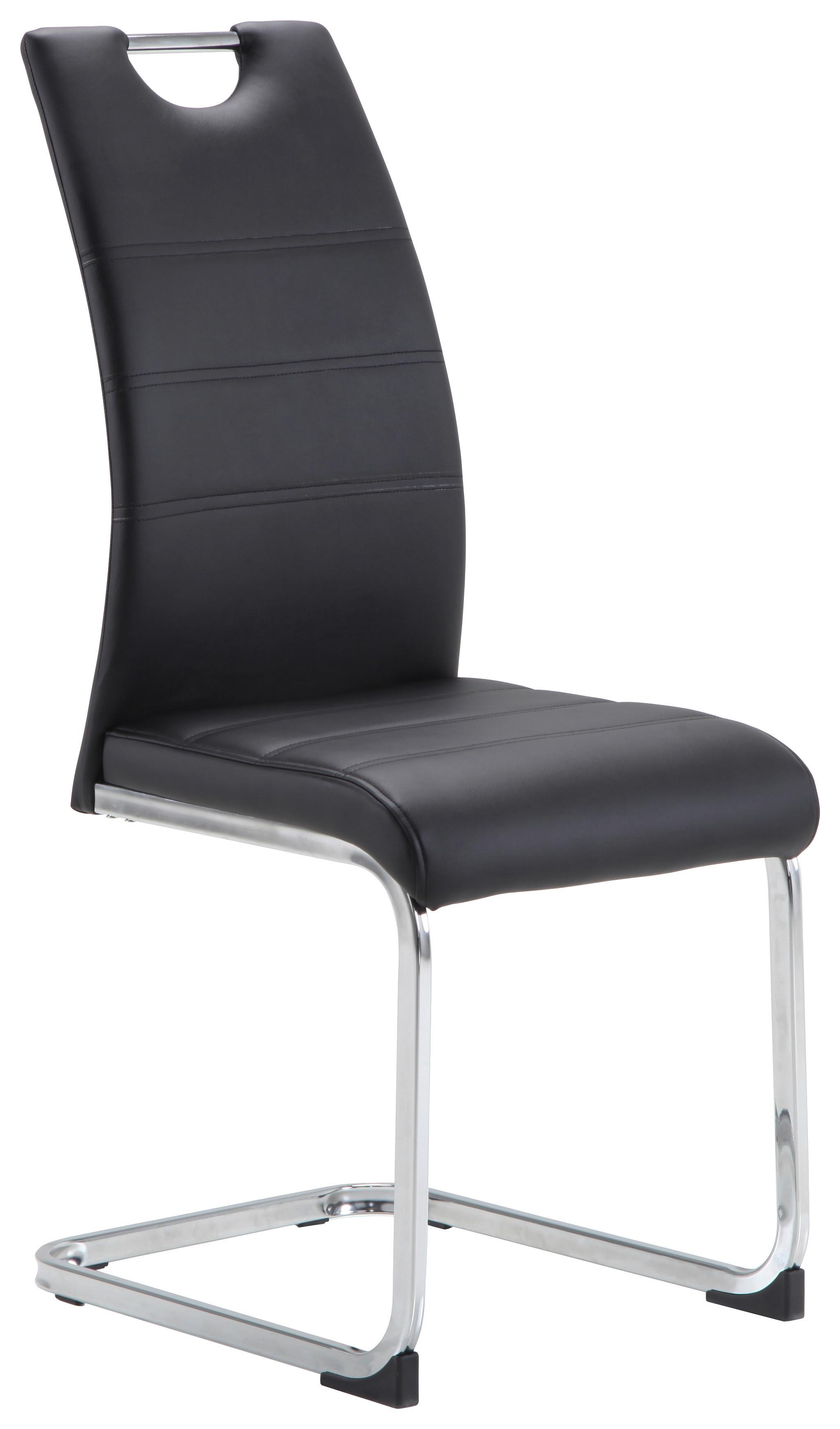 Schwingstuhl Leander Schwarz/Chromfarben gepolstert - Chromfarben/Schwarz, Design, Textil/Metall (42/99/56cm) - P & B