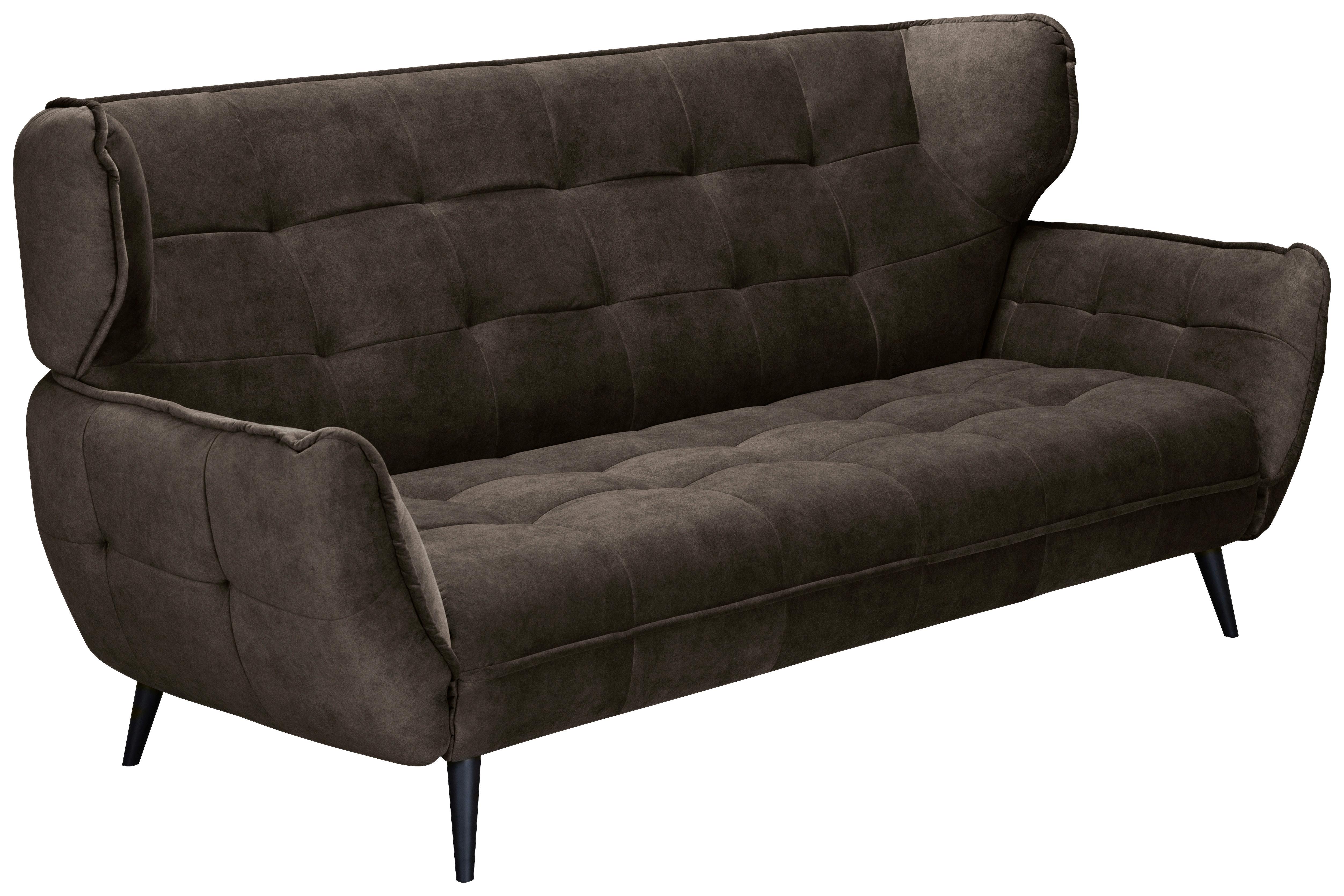 Trojmiestna pohovka ARIANA, tmavohnedá - čierna/tmavohnedá, Modern, kov/textil (221/105/98cm)