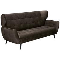 Třímístná pohovka ARIANA, tmavě hnědá - tmavě hnědá/černá, Moderní, kov/textil (221/105/98cm)