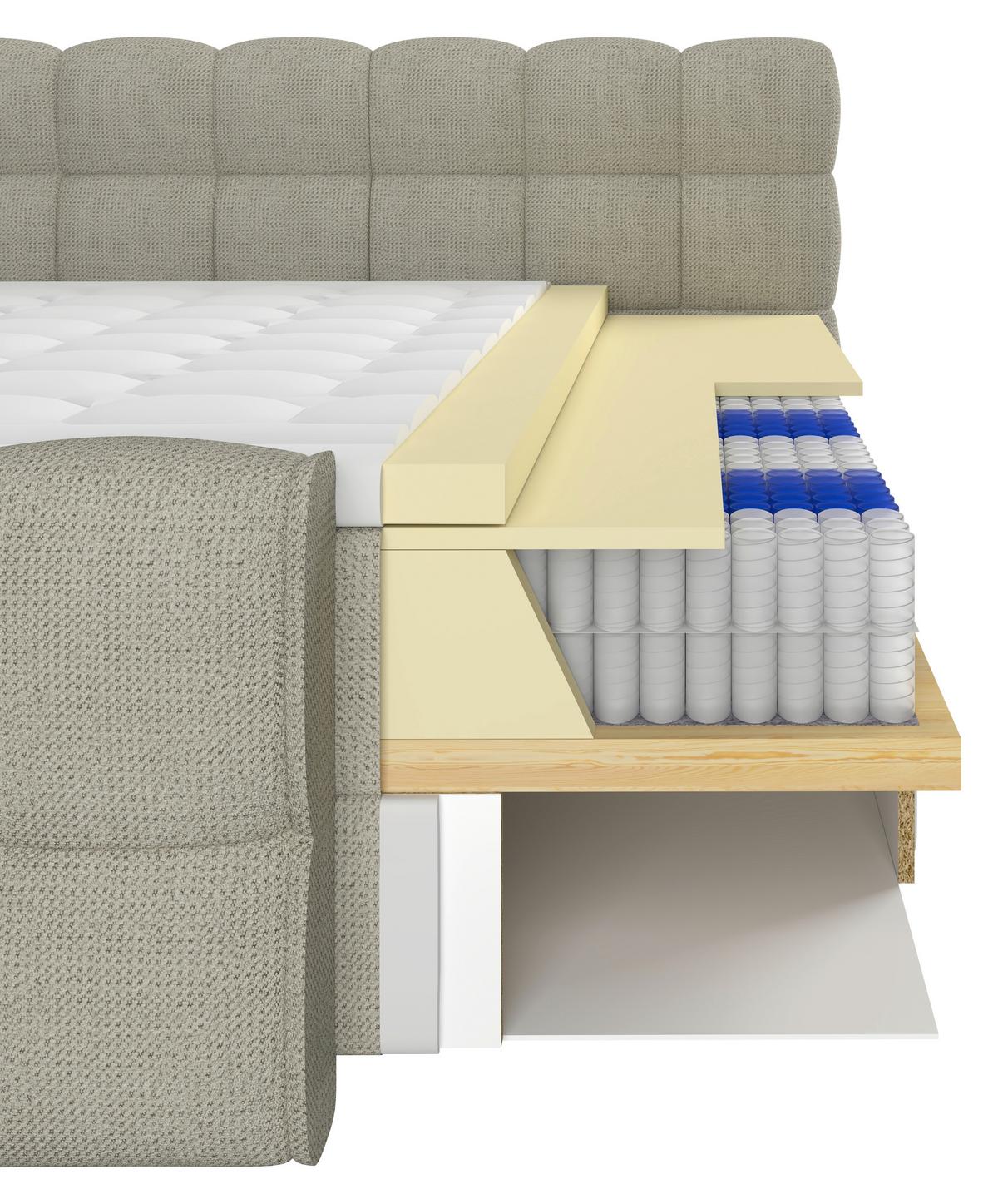 BOXSPRINGBETT inkl. Bettkasten 120x220 - Ecru/Schwarz, Trend, Holz/Holzwerkstoff (120/220cm) - Sembella