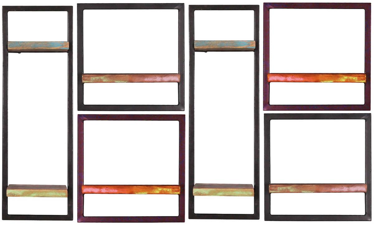 Wandregalset 6-tlg. Altholz/Schwarz B: 135cm - Multicolor/Schwarz, Design, Holz/Metall (135/75/25cm) - MID.YOU
