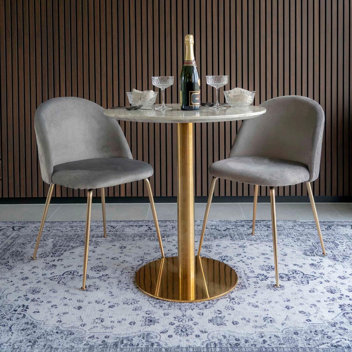 Esstisch Bolzano Grauweiß B: 70 cm - Messingfarben/Grauweiß, MODERN, Holzwerkstoff/Metall (70/70/75cm) - MID.YOU