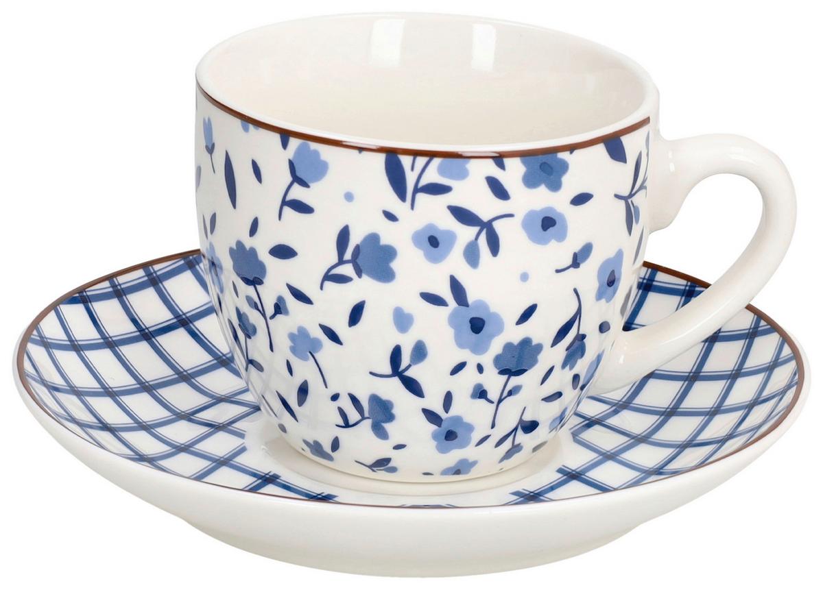 Kávéscsésze És Csészealj Country Side 6 Főre - kék/fehér, Design, kerámia (200ml) - Luca Bessoni