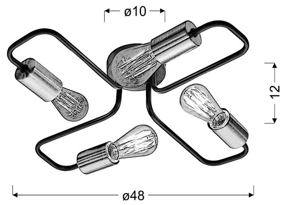 Deckenleuchte 34-66923 - Schwarz, KONVENTIONELL, Metall (48/48/12cm)