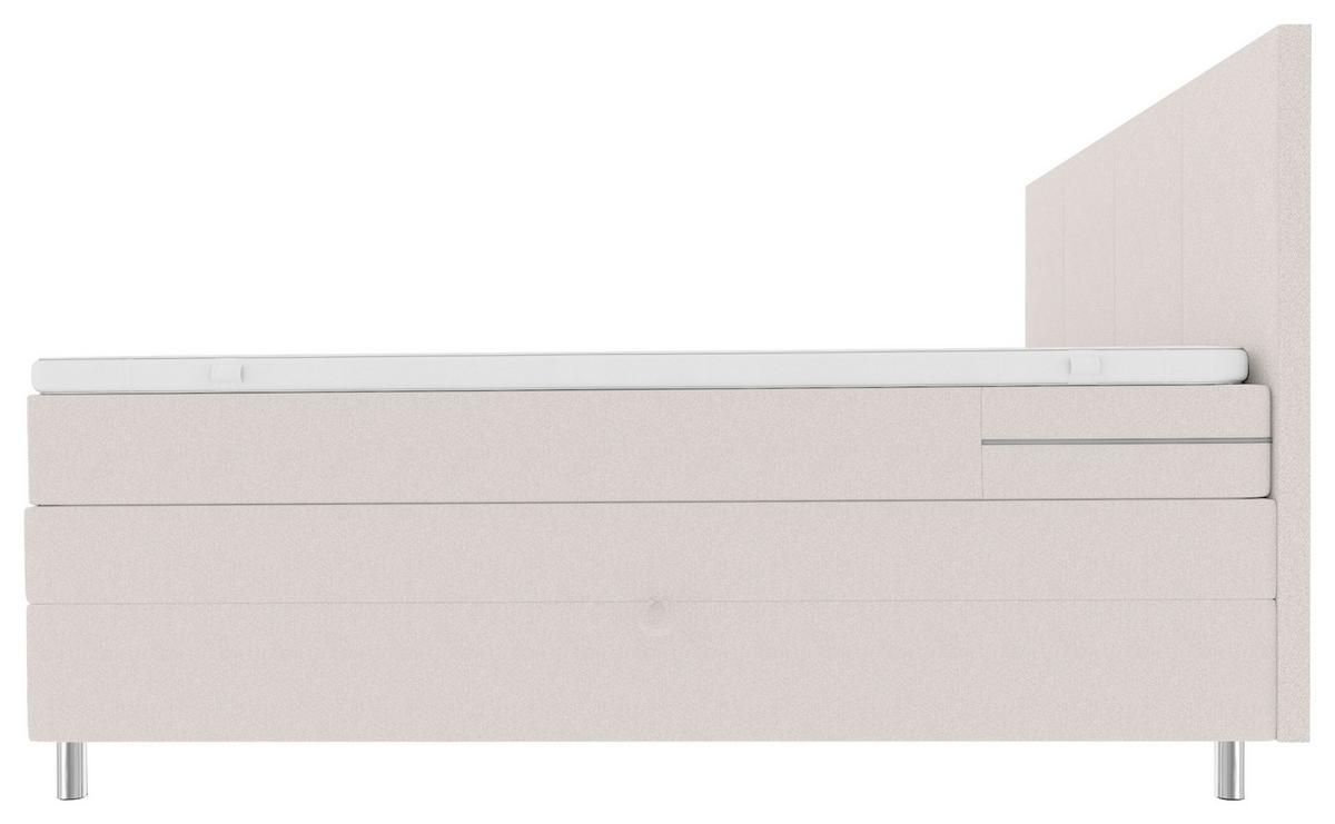 Boxspringbett mit Topper und Bettkasten 180x200 cm Messina - Chromfarben/Creme, KONVENTIONELL, Textil (180/200cm)