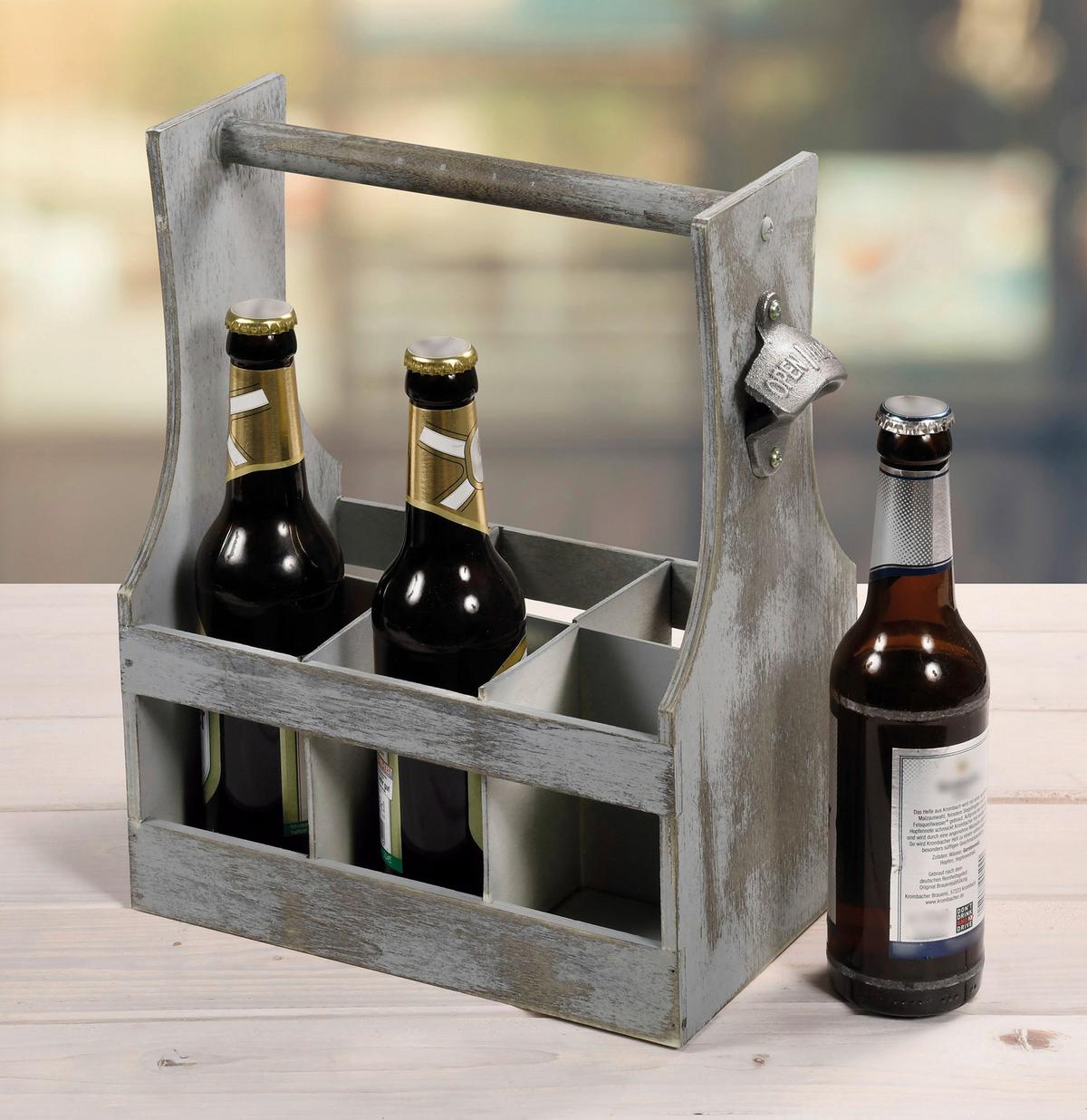 Flaschenträger Antik Grau - Grau, Basics, Holz (31/20/35cm) - Kesper