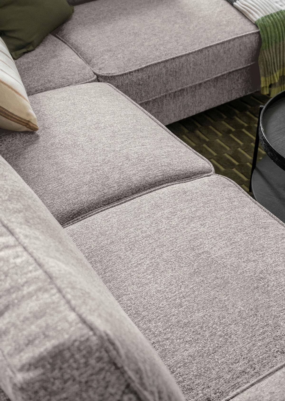 Ecksofa Molly Grau/Weiß  S: 233x198 cm - Grauweiß/Schwarz, Textil (233/198cm) - MID.YOU