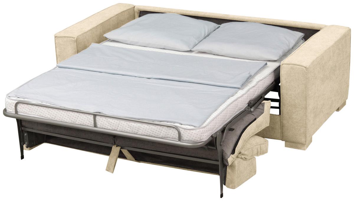 Schlafsofa Texas Creme Webstoff, B: 203 Cm - Dunkelbraun/Creme, Design, Textil (203/85/99cm) - MID.YOU