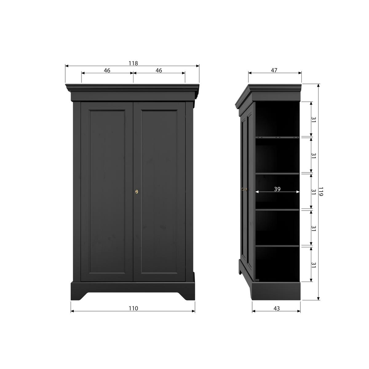 Kommode Isabel Schwarz B: 118 cm - Schwarz, Design, Holz (118/191/47cm) - Livetastic