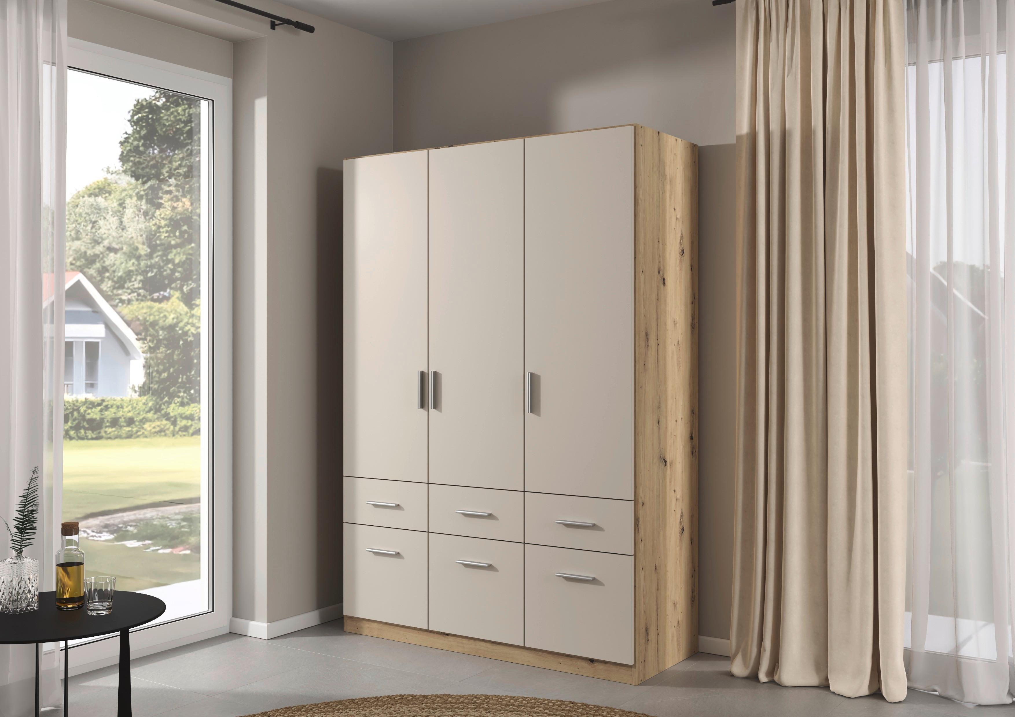 Kleiderschrank Celle Matt Champagner B: 136 cm - Champagner/Eiche Artisan, Trend, Holzwerkstoff (136/197/54cm)