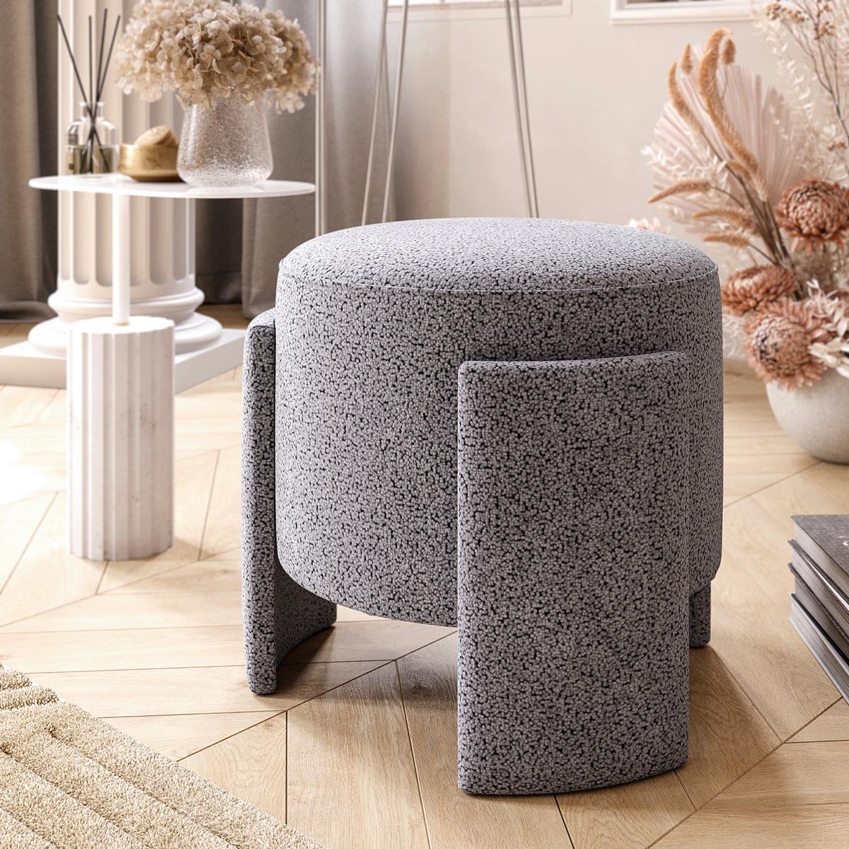 Hocker Ash, Grau B: 39 cm - Grau, Design, Textil (39/40/39cm) - Livetastic
