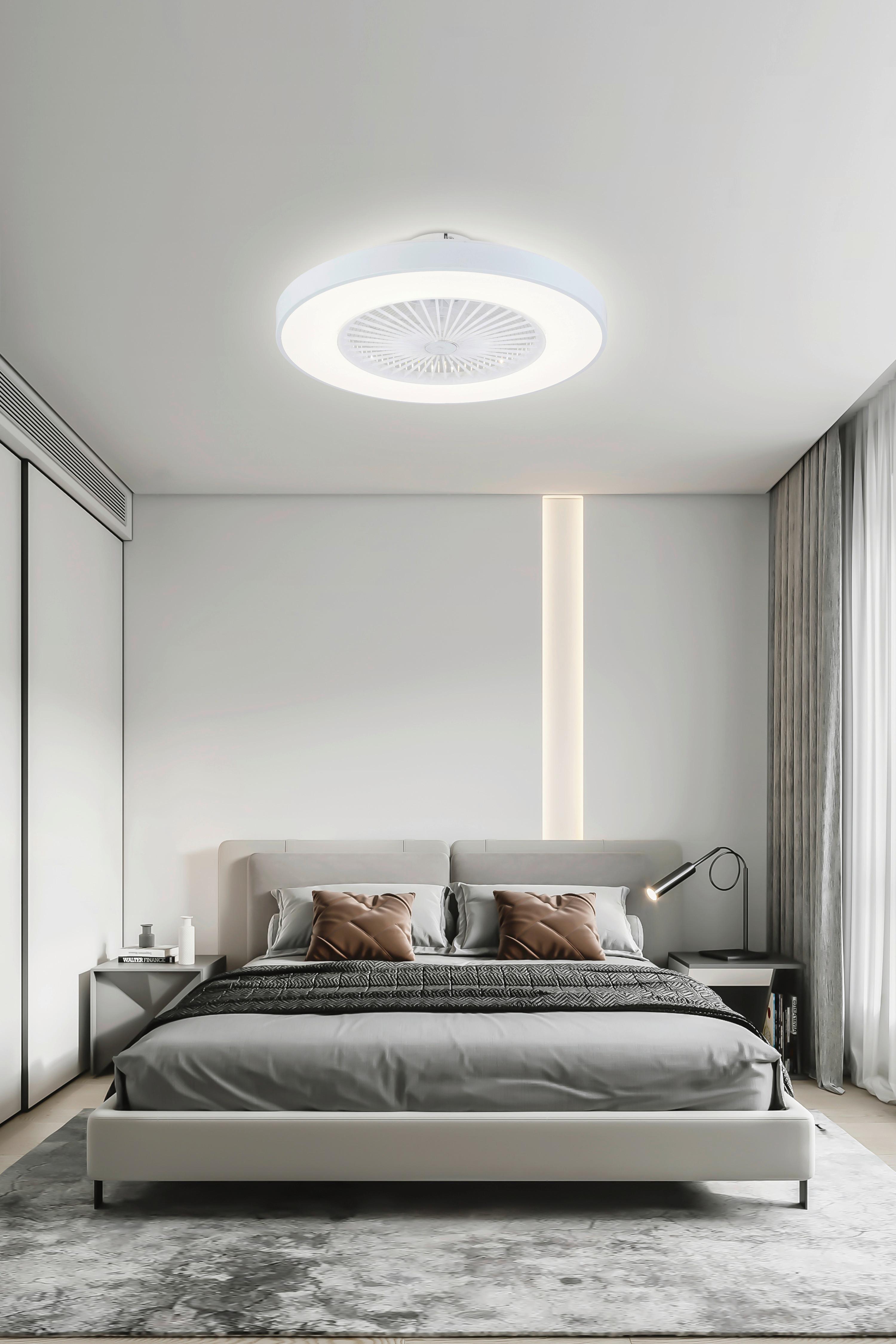 Stropný Ventilátor So Svetlom Misaki - priehľadné/biela, Moderný, kov/plast (58/18,5cm) - Bessagi Home