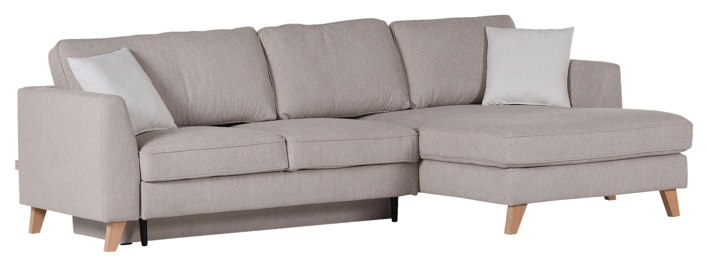 ECKSOFA RIMINI - Beige/Buchefarben, Design, Textil (271/165cm) - MID.YOU