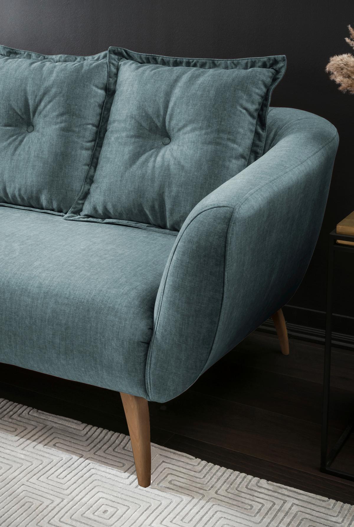 3-Sitzer-Sofa Baggio Dblau,grün B:236 cm - Blau/Buchefarben, MODERN, Textil (236/94/103cm) - Livetastic