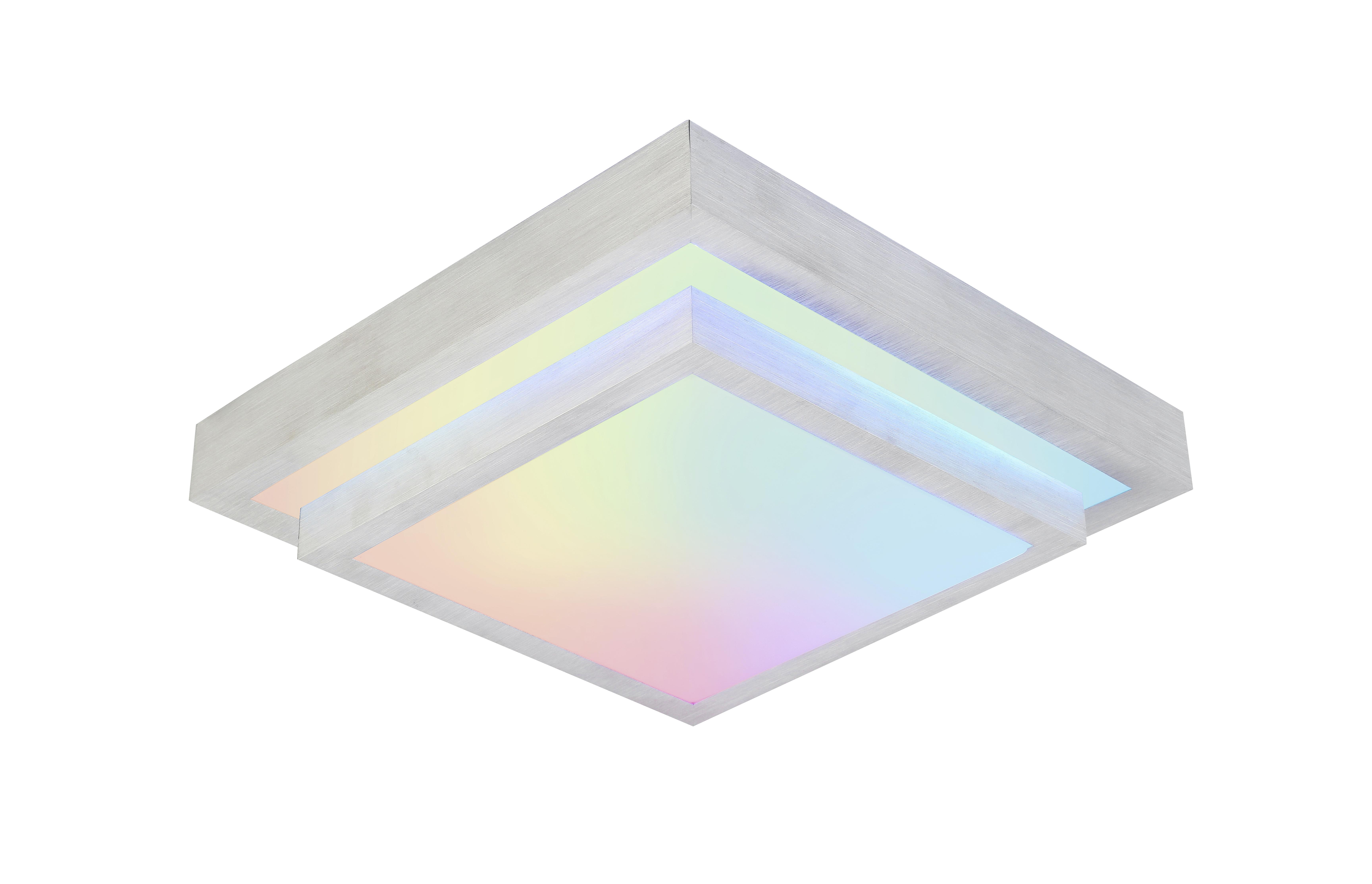 LED-Deckenleuchte Marlon L: 30 cm mit Farbwechsler - Alufarben, MODERN, Kunststoff/Metall (30/30/9cm) - Luca Bessoni