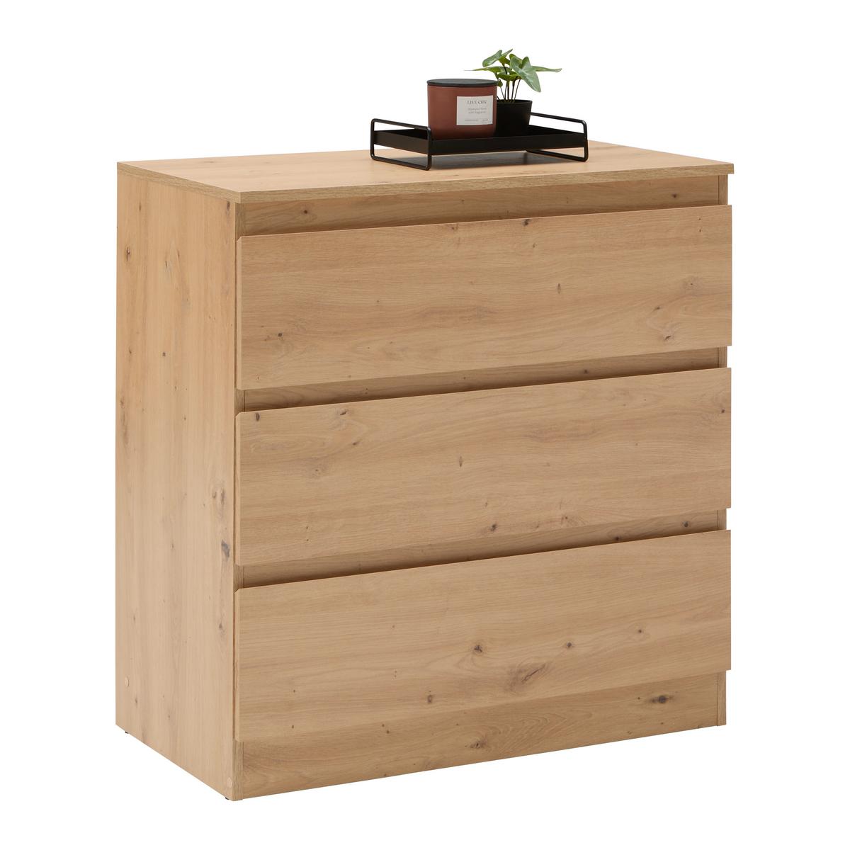 KOMODA MARA - černá/barvy stříbra, Konvenční, kompozitní dřevo/plast (77/80/42cm) - Mömax