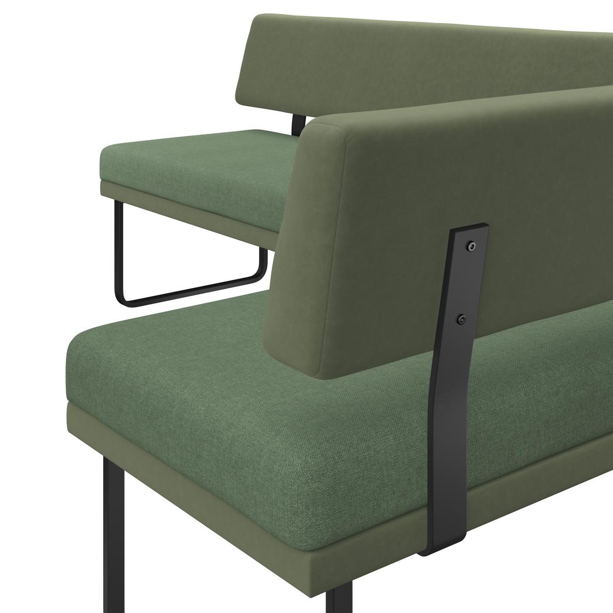 Eckbank Kian Webstoff Grün, S: 233x164cm - Schwarz/Grün, Trend, Textil/Metall (233/164cm)