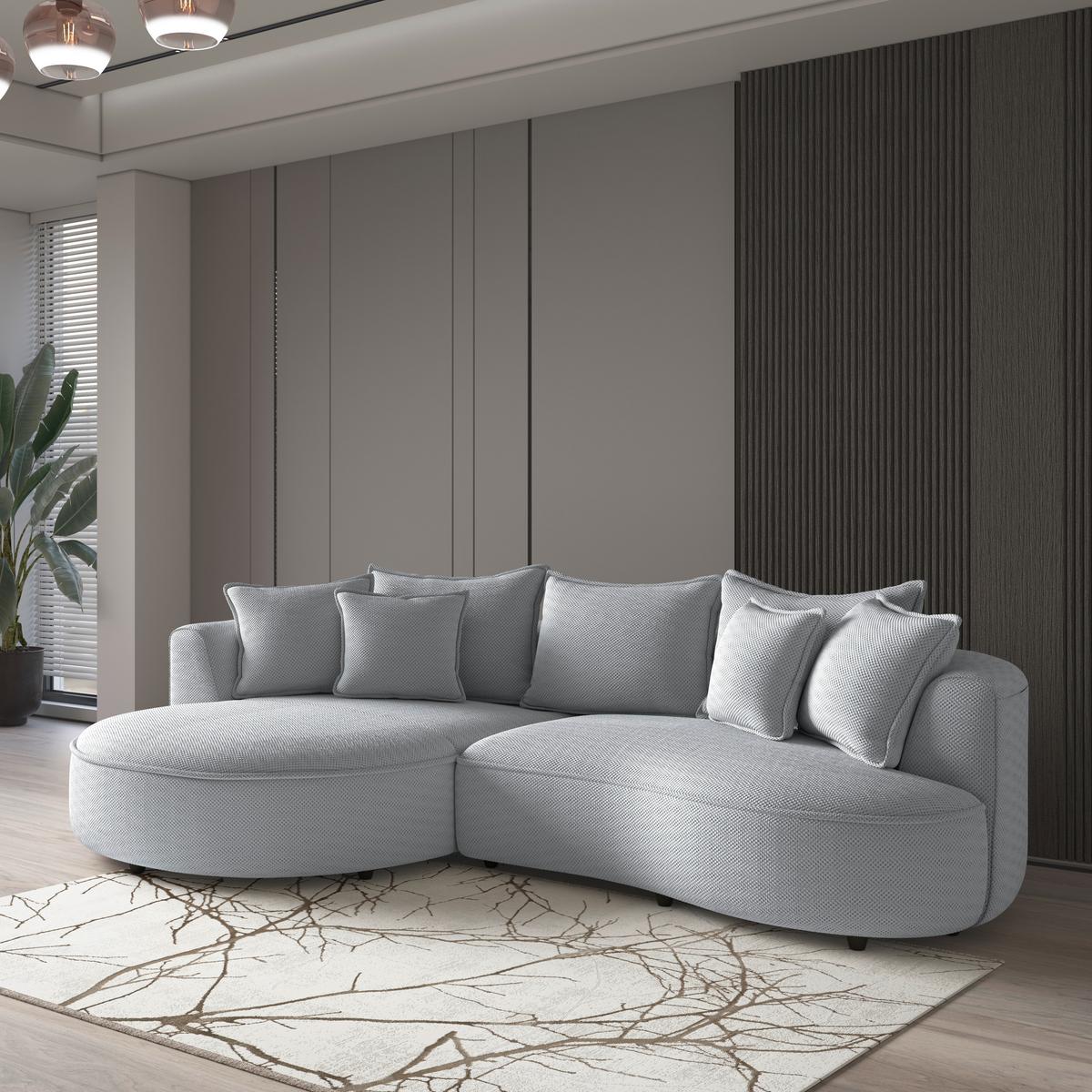 Ecksofa Levi - Grauweiß/Schwarz, MODERN, Textil (168/287cm)