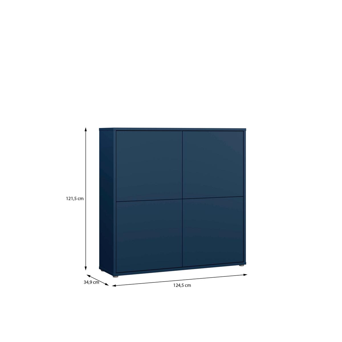 Vysoká komoda barva modrá - tmavě modrá, Moderní, kompozitní dřevo (124,5/121,5/34,9cm)