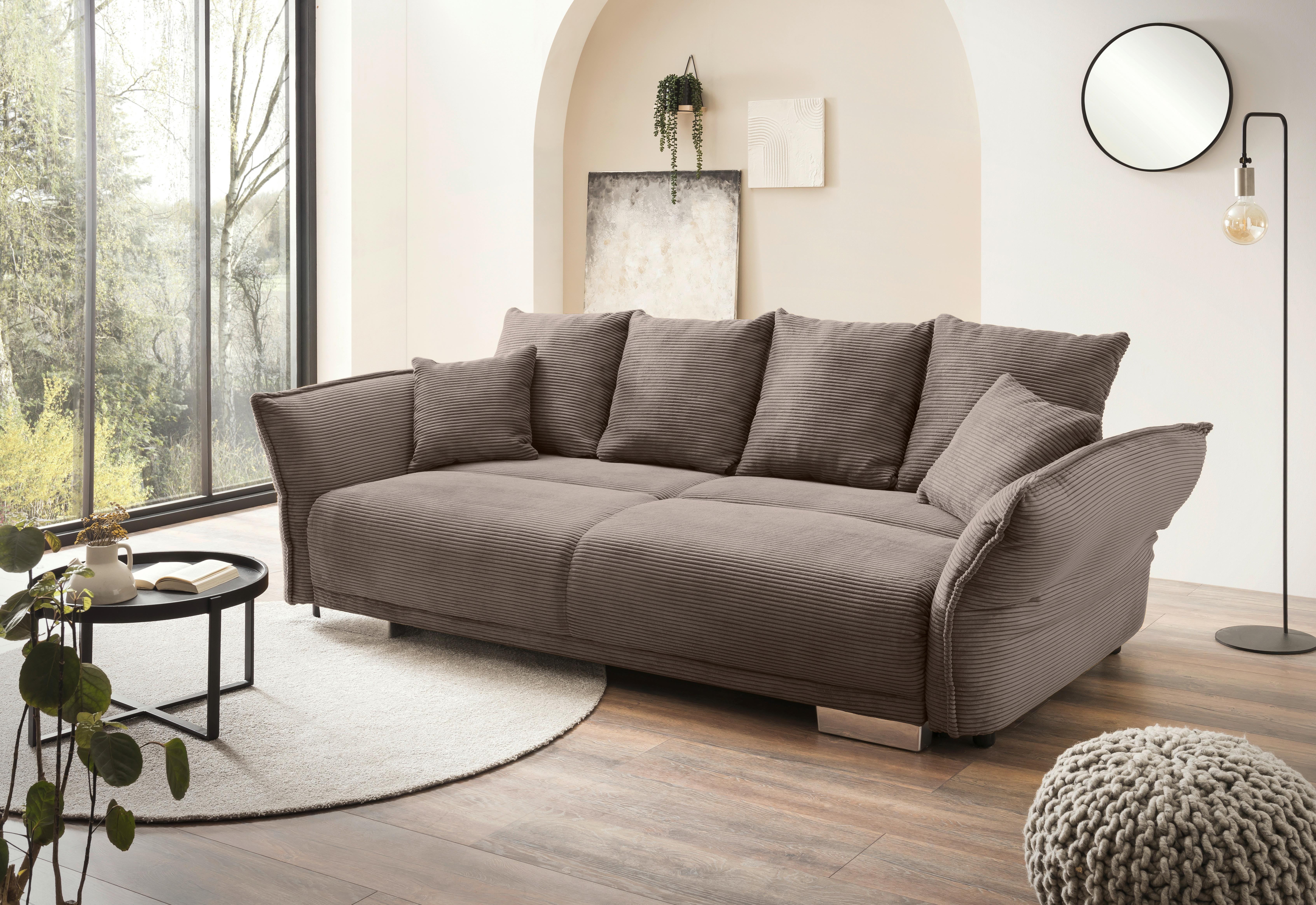 Bigsofa Pera, Graubraun B: 242 cm - Chromfarben/Graubraun, MODERN, Textil (242/71/90/131cm) - Livetastic