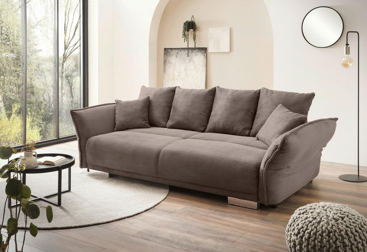 Bigsofa Pera, Graubraun B: 242 cm - Chromfarben/Graubraun, MODERN, Textil (242/71/90/131cm) - Livetastic