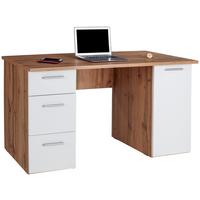 Schreibtisch mit Stauraum B 138 cm H 76cm Mx 143 Eiche Dekor - Eichefarben/Weiß, MODERN, Holzwerkstoff (138/76cm)