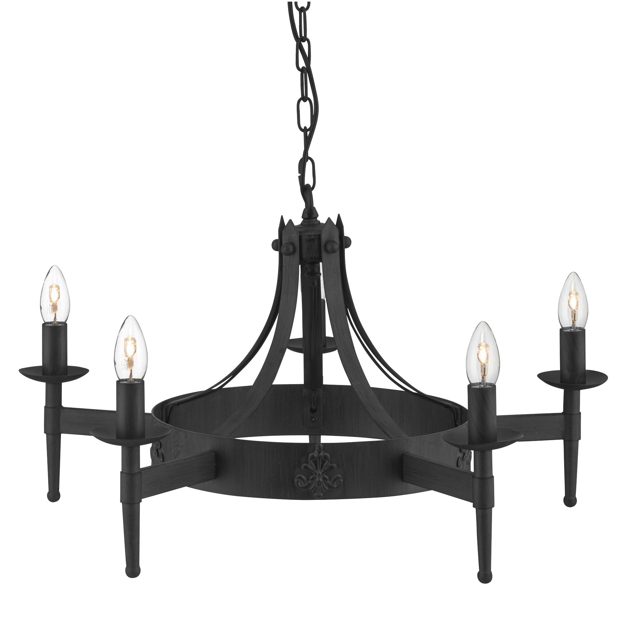 Kronleuchter Cartwheel II 5lt 2425-5bk - Schwarz, Trend, Metall (67/38cm)