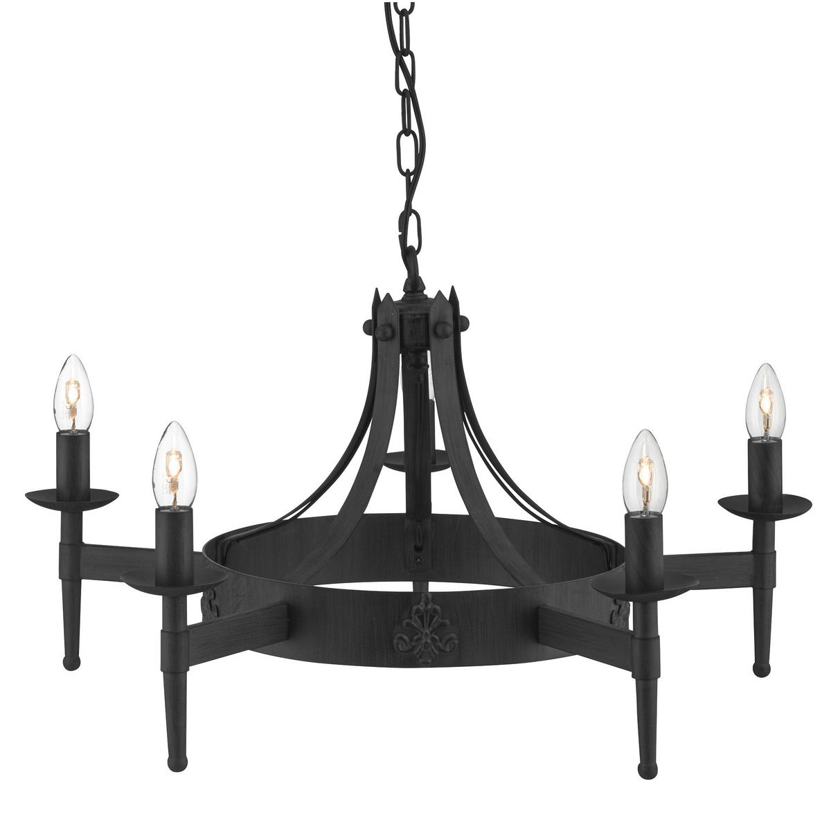 Kronleuchter Cartwheel II 5lt 2425-5bk - Schwarz, Trend, Metall (67/38cm)