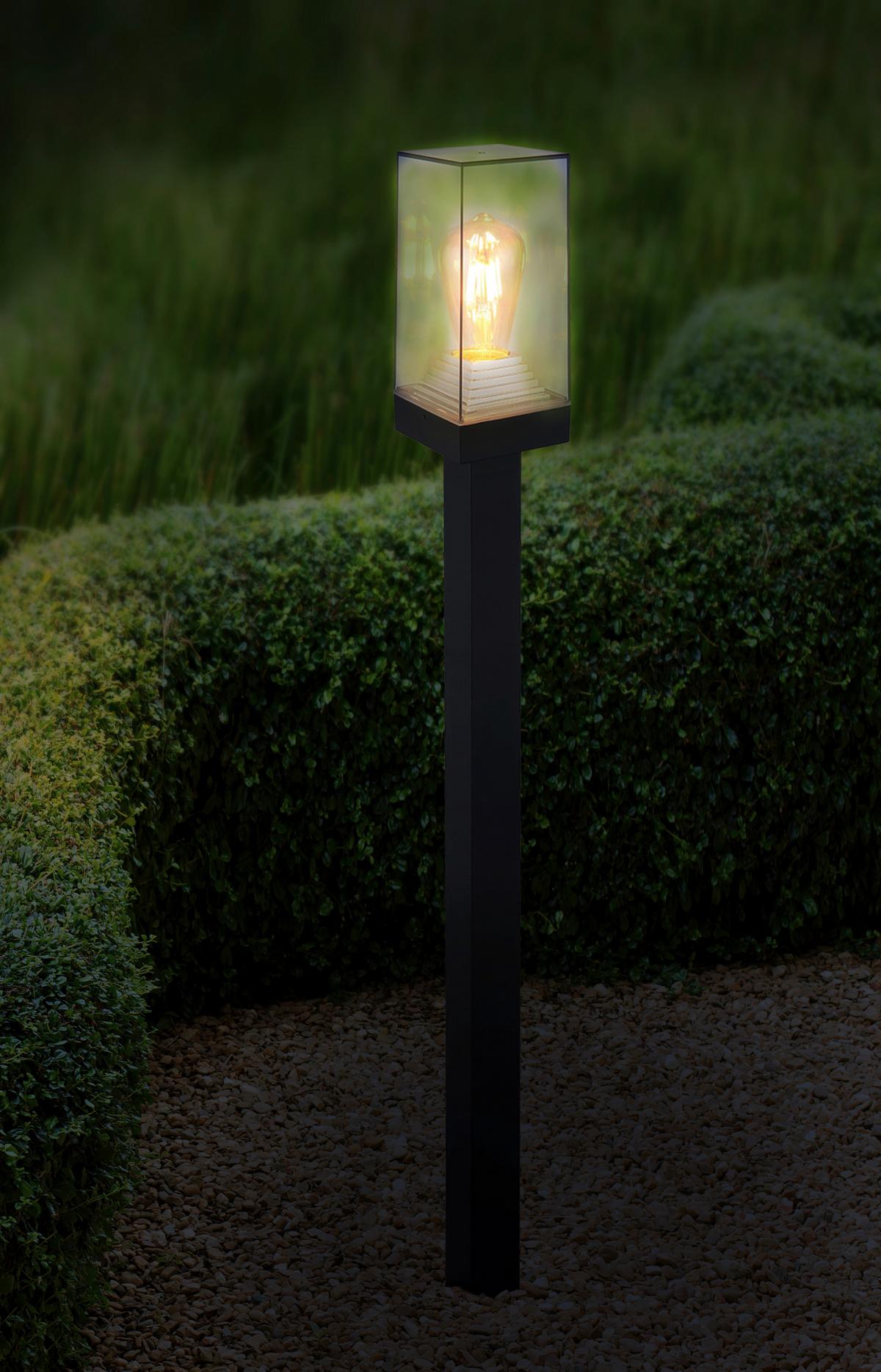 Außenleuchte 40 W Aluminium - Klar/Schwarz, Basics, Kunststoff/Metall (10/10/100cm) - Globo