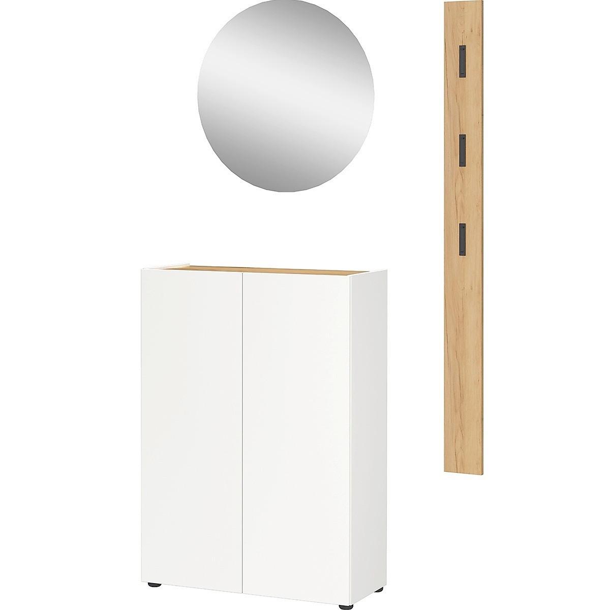 Garderobe Alviano Weiß/Eiche Dekor 3-Teilig