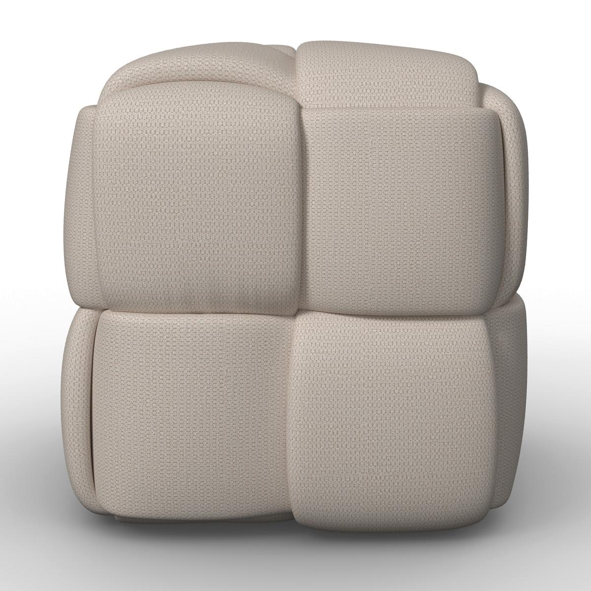 Taburet ELLA béžová bouclé - čierna/béžová, Modern, drevo/textil (45/45/45cm) - Bessagi Home