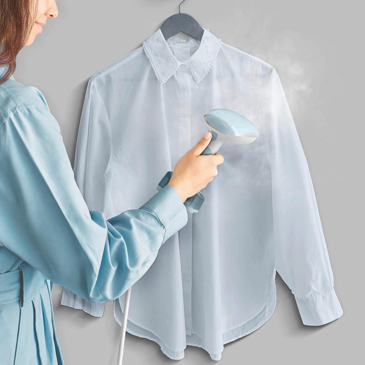 Dampfbürste Pastellblau, Weiß, 1300W - Pastellblau/Weiß, Basics, Kunststoff (12,7/10,5/22cm) - Tefal