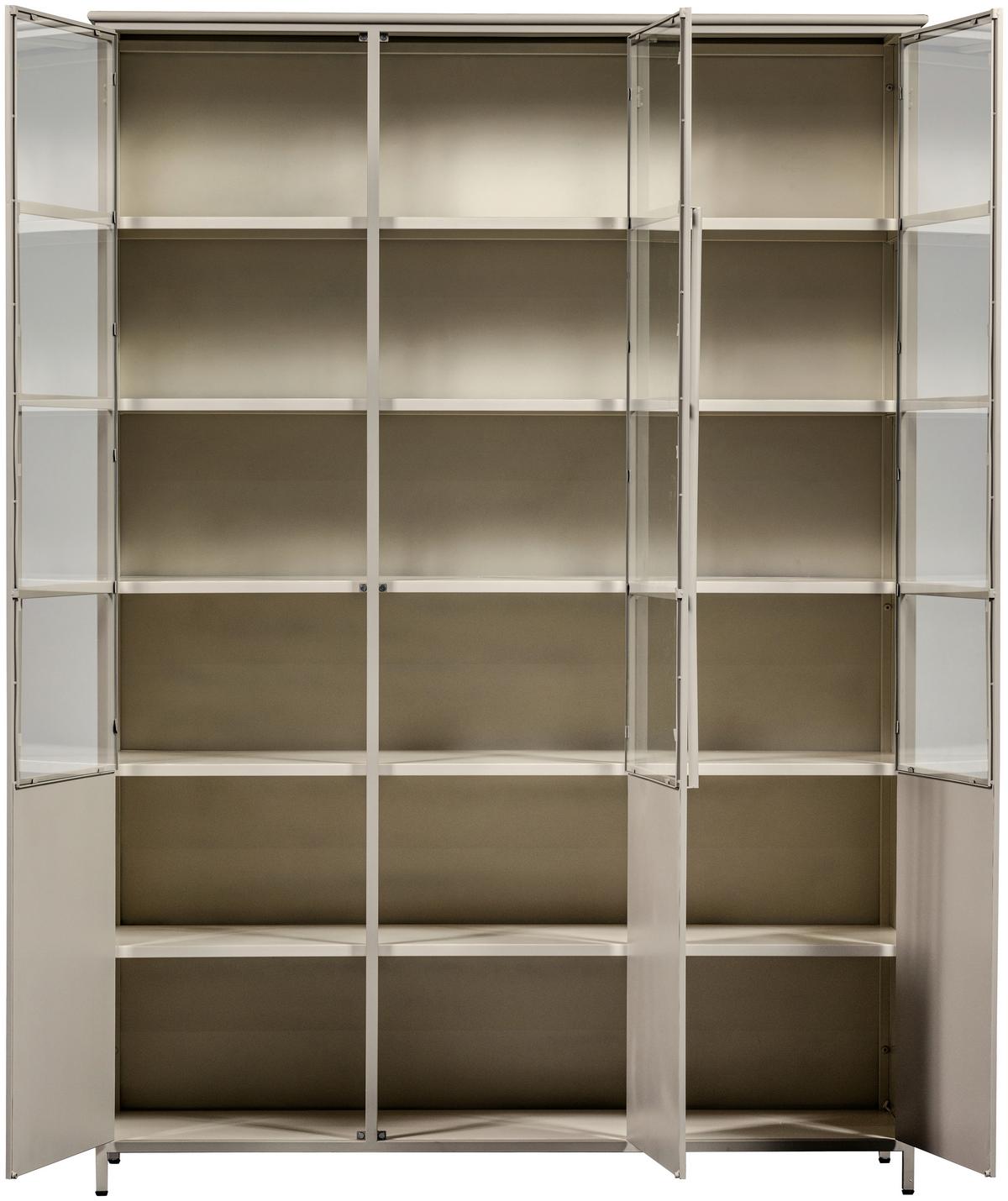 Vitrine Exhibit Sandfarben B: 140 Cm - Sandfarben, Design, Glas/Metall (140/200/40cm) - Livetastic