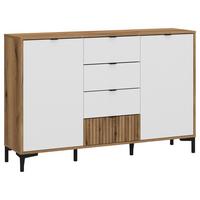 Kommode Ricko Eichefarben/weiß B: 135,4 Cm - Eichefarben/Schwarz, Trend, Holzwerkstoff (135,4/92,4/40cm)