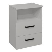Noční stolek KLIPP šedý - šedá/černá, Moderní, kov/kompozitní dřevo (50/73/35cm)