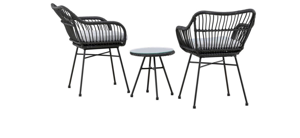 Balkonset Viga - Schwarz, KONVENTIONELL, Kunststoff/Metall - Gardenson