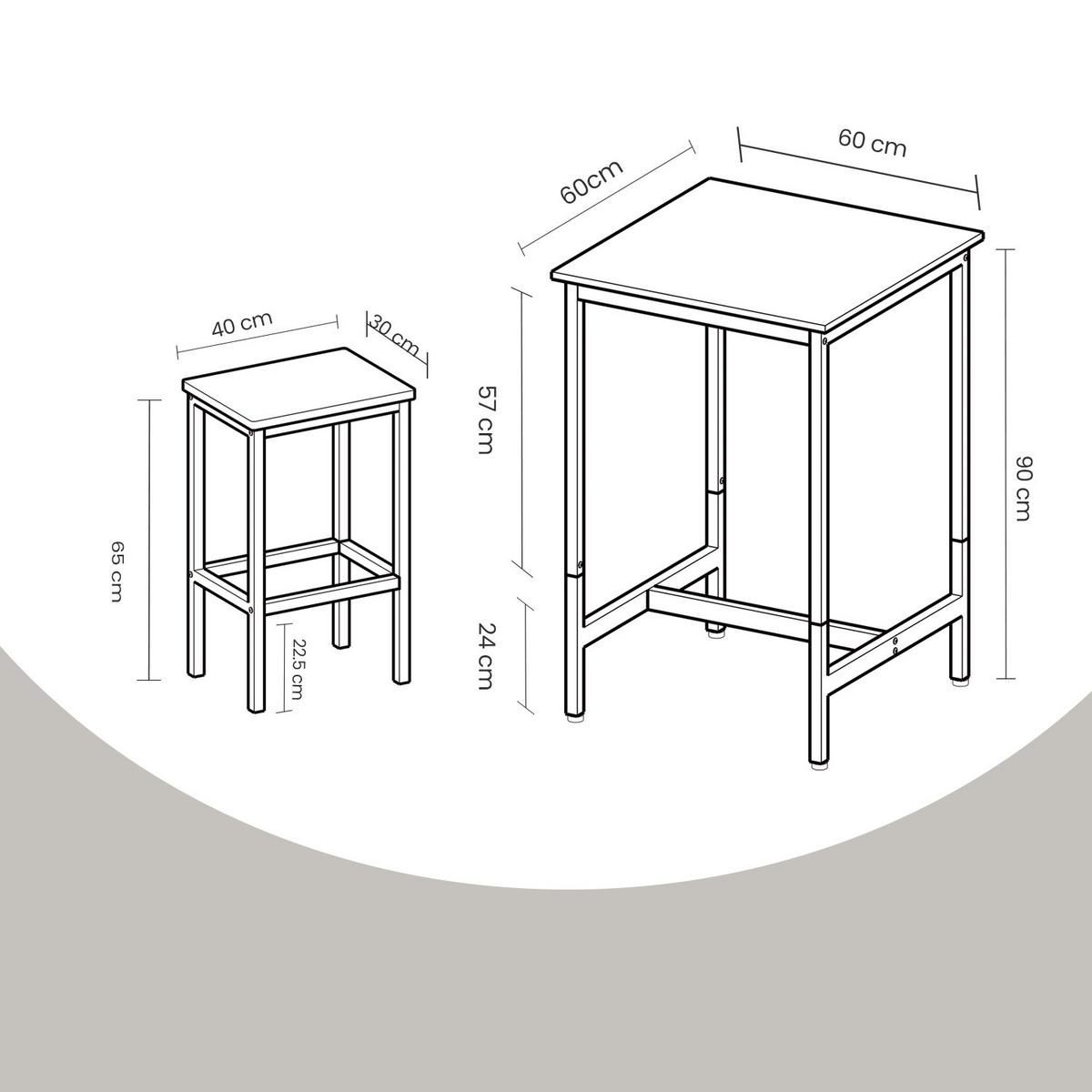 Bar Set Braun, Schwarz B: 60 Cm - Schwarz/Braun, MODERN, Holzwerkstoff/Metall (60/90/60cm) - MID.YOU