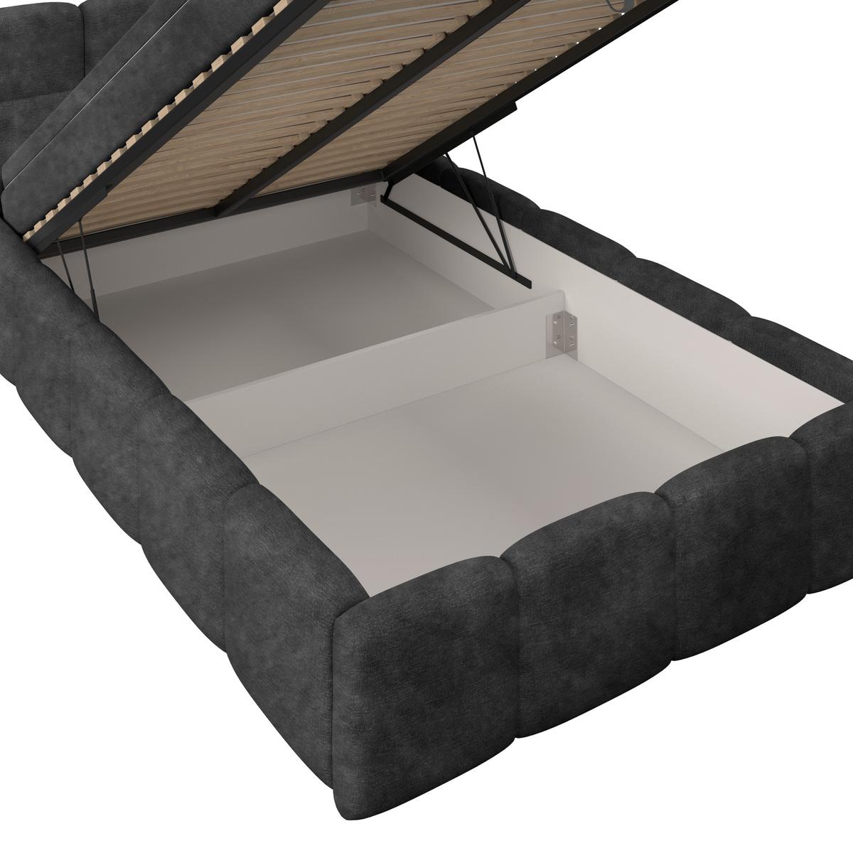 Polsterbett Noe Schwarz 140x200 cm - Schwarz, Trend, Textil/Metall (140/200cm)