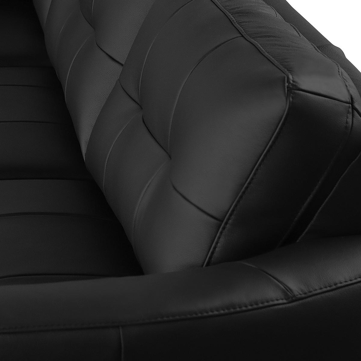 Ecksofa Nordic Schwarz S: 190x236 Cm - Buchefarben/Schwarz, Design, Leder/Textil (190/236cm) - Livetastic