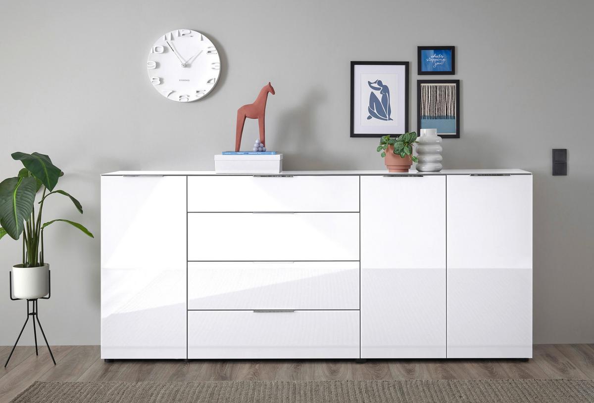 ŠIROKÁ KOMODA SIENA -EXKLUSIV- - čierna/biela, Modern, kov/kompozitné drevo (226/99/40cm) - Mömax