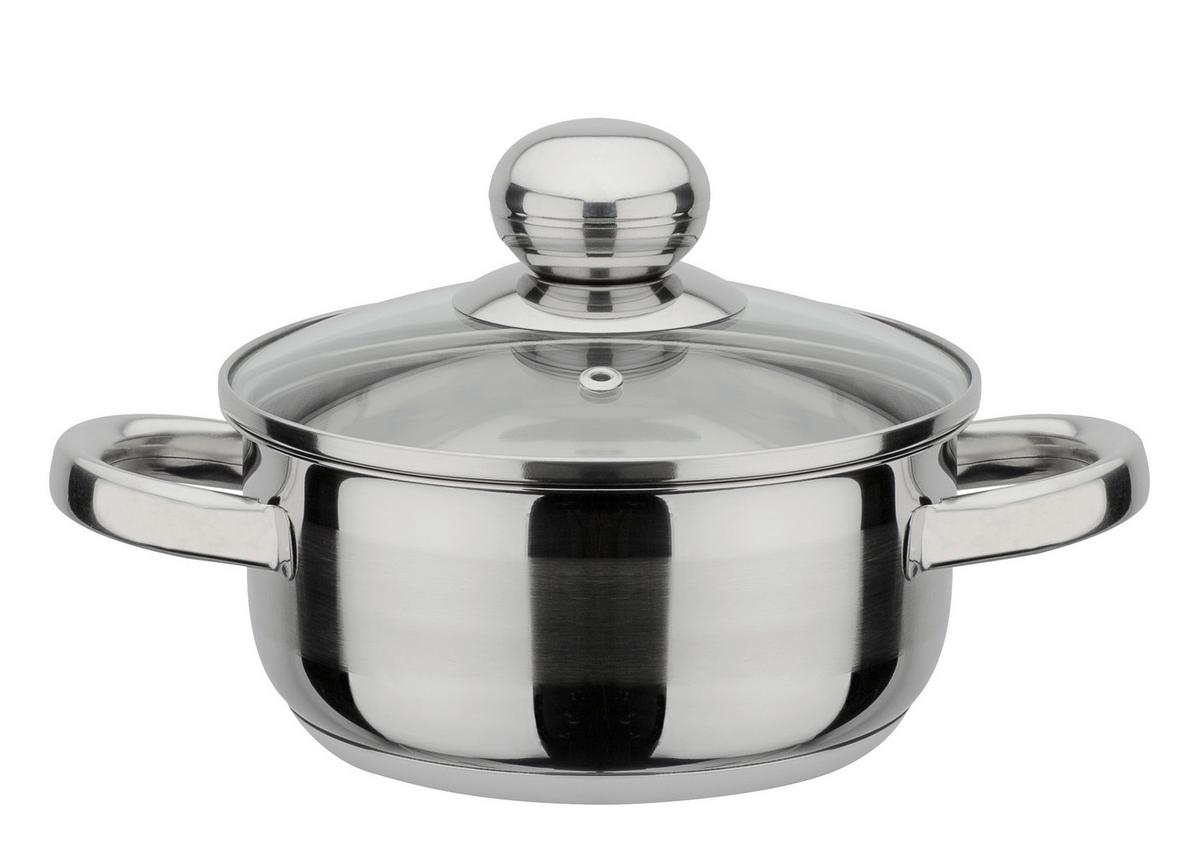 Kochtopfset Edelstahl, 5-teilig - Klar/Edelstahlfarben, Basics, Glas/Metall - GSW