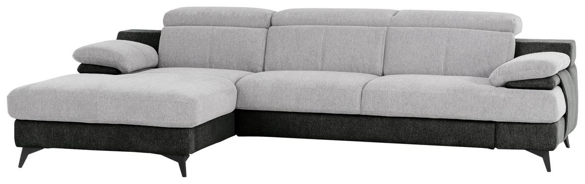 Ecksofa Titus Graphit-/silberfarben - Silberfarben/Schwarz, Design, Textil (291/80-98/178cm) - Livetastic