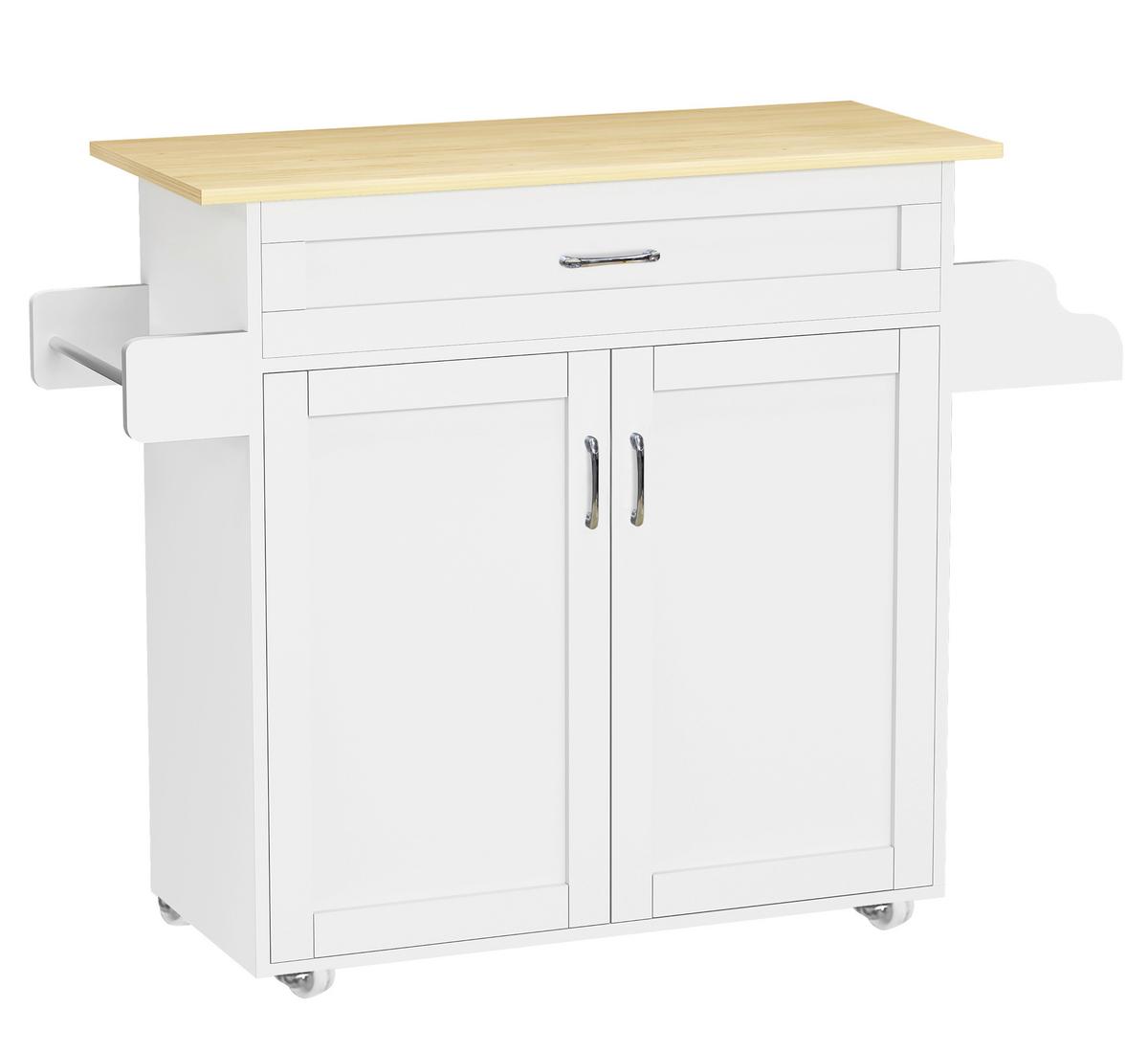 Servierwagen Pastano Weiß, Eiche Dekor B: 114 cm - Honigeiche/Weiß, Basics, Holzwerkstoff/Kunststoff (114/89/39cm) - MID.YOU