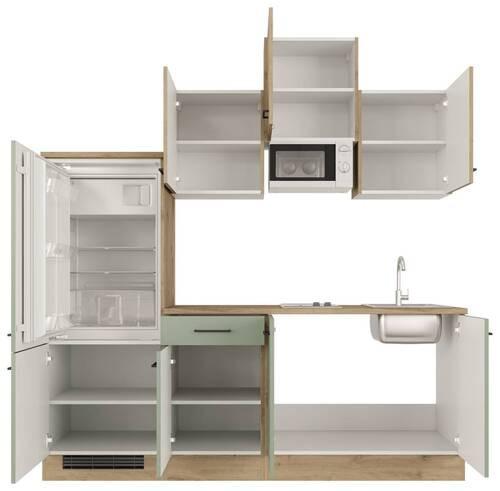 Küchenblock Cara Eiche Artisan/grün B: 210 Cm - Eiche Artisan/Grün, MODERN, Holzwerkstoff (210cm) - FlexWell