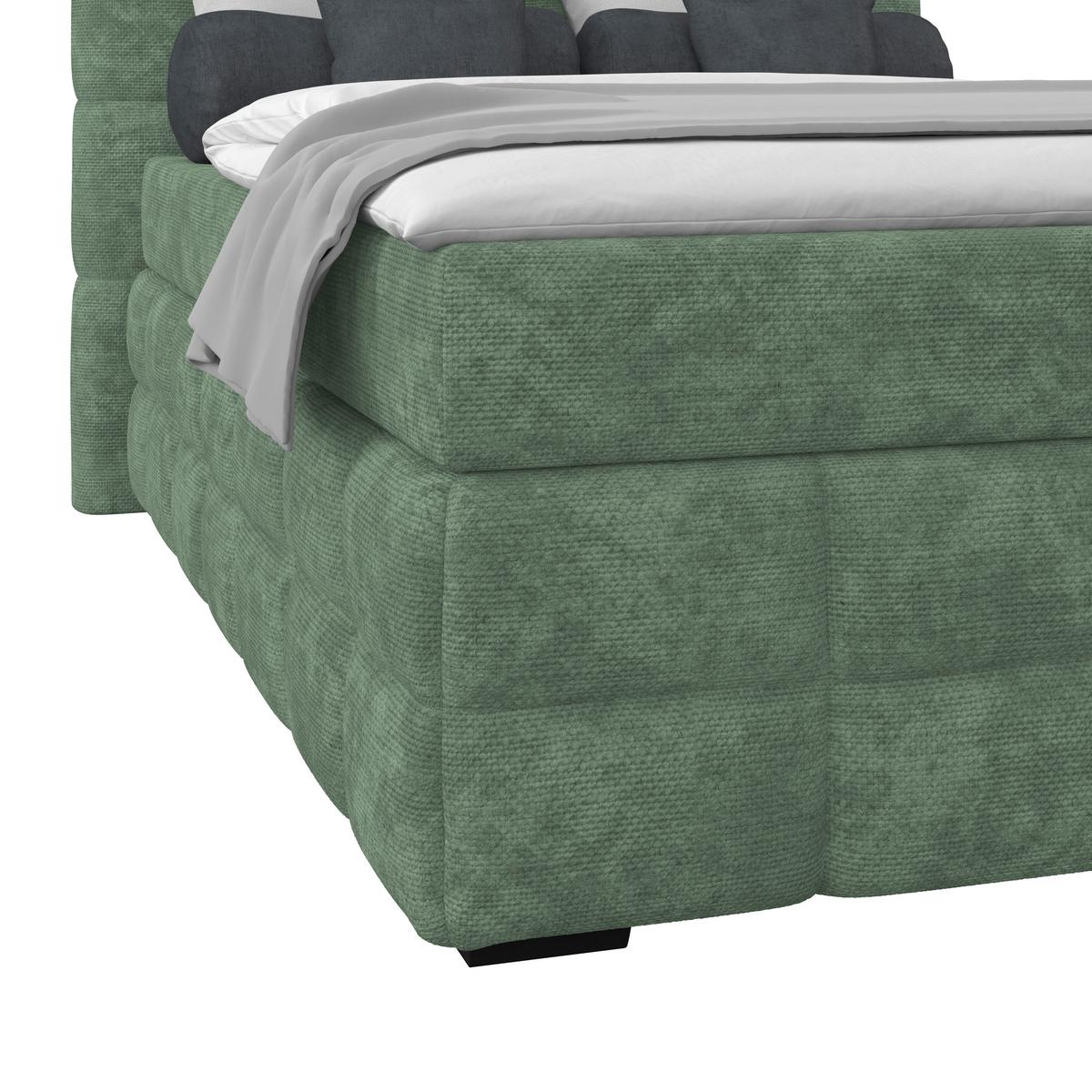 Čalúnená posteľ VEGA 140x200 cm, mätovozelená - čierna/zelená, Trend, drevo/textil (140/200cm)