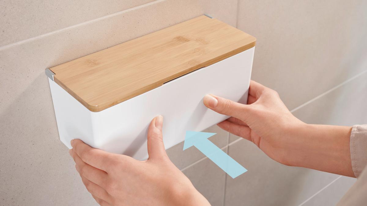 Aufbewahrungsbox Baboo Bambus BxHxT: ca. 24,2x11x10,2cm - Weiß, Basics, Holz/Kunststoff (24,2/11/10,2cm)