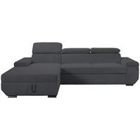 Sofa Lars Dunkelgrau, Lf: 146x240 cm - Chromfarben/Anthrazit, Design, Textil (189/268cm) - Livetastic