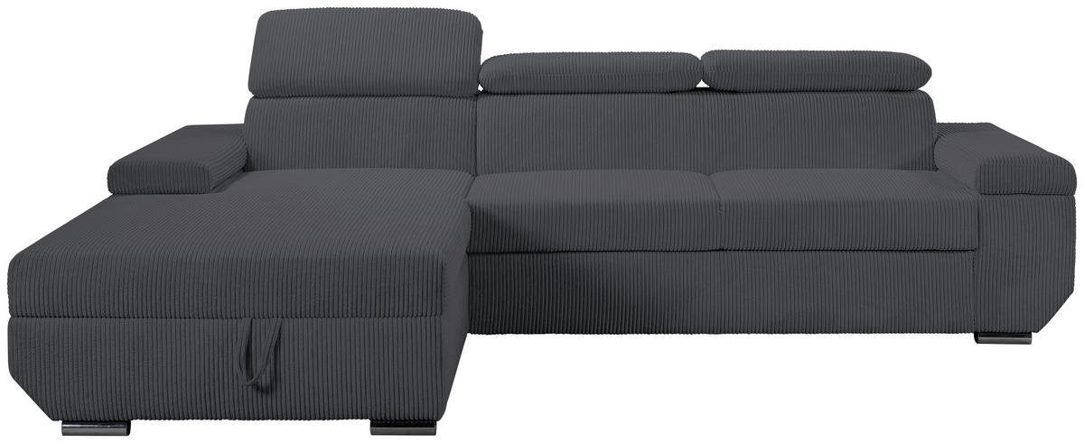 Sofa Lars Dunkelgrau, Lf: 146x240 cm - Chromfarben/Anthrazit, Design, Textil (189/268cm) - Livetastic