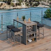 Loungegarnitur 5-Tlg. Mentone aus Stahl mit Stauraum - Grau, MODERN, Kunststoff/Textil (120/90/60cm) - Beldano