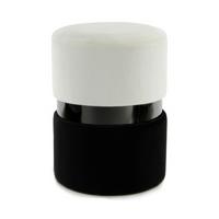Pouf Samt Creme/Schwarz DxH: 35x46 cm - Creme/Schwarz, Basics, Holz/Holzwerkstoff (35/46/35cm) - Kayoom